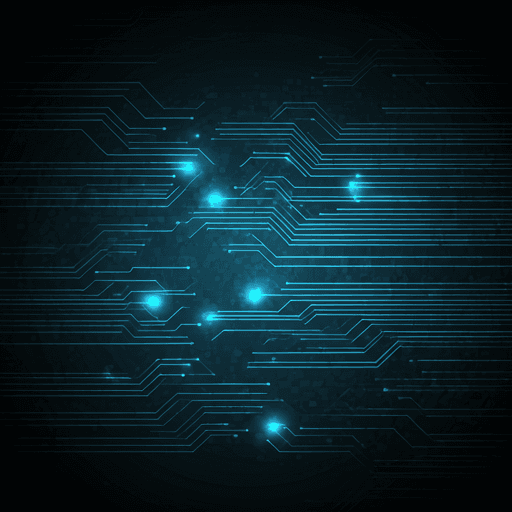 Abstract digital network with cyan circuit lines